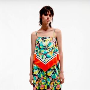 Zara Flower Print Bandana Tie String Top
